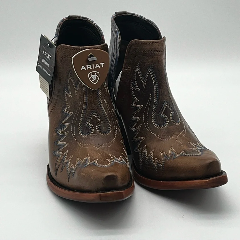 NWT Ariat Womens 6 Dixon Chimayo Brown Leather Western Ankle Cowboy Boot